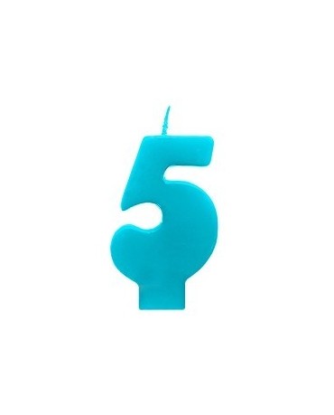 Sviečka - číslo 5 - tyrkysová 6,5cm