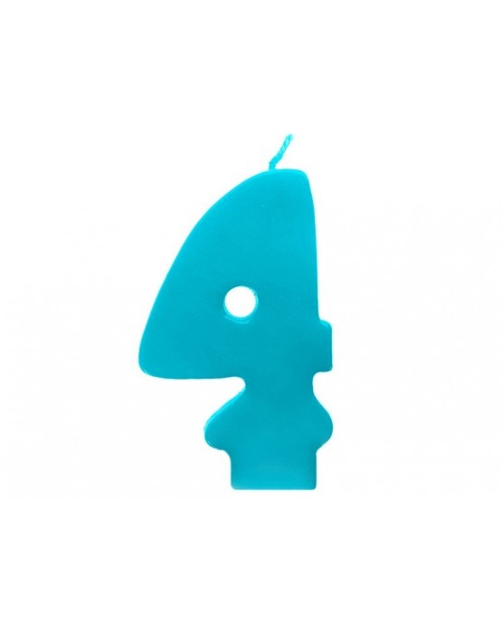 Sviečka - číslo 4 - tyrkysová 6,5cm