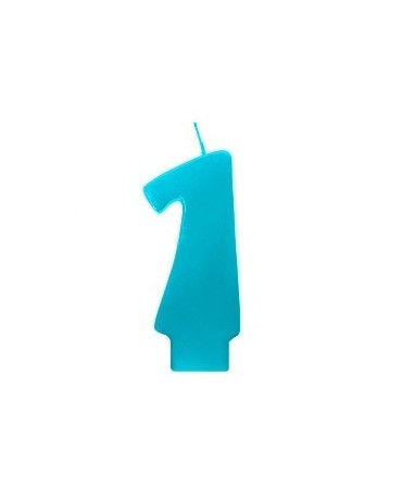 Sviečka - číslo 1 - tyrkysová 6,5cm