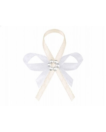 Stužky pre svad. hostí - krémové s perlovým kvetom 25ks
