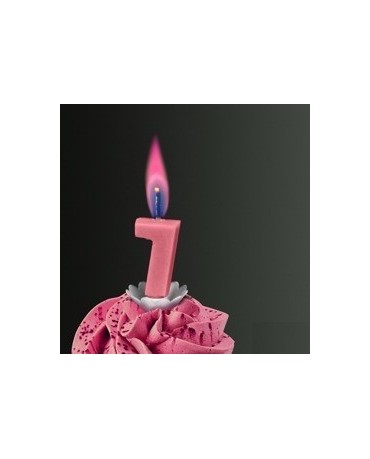 Sviečka - číslo 7 -ružový plameň