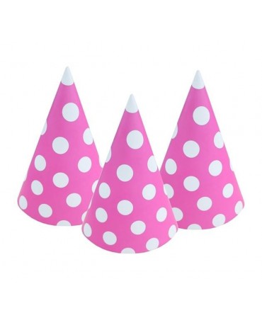 Klobúky ružové - biele bodky 6ks