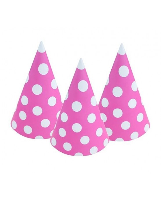 Klobúky ružové - biele bodky 6ks