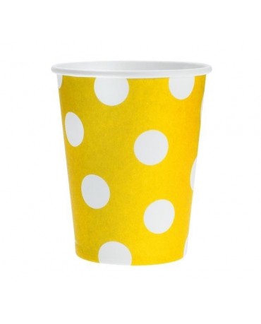 Poháre - žlté-biele bodky 270 ml - 6ks