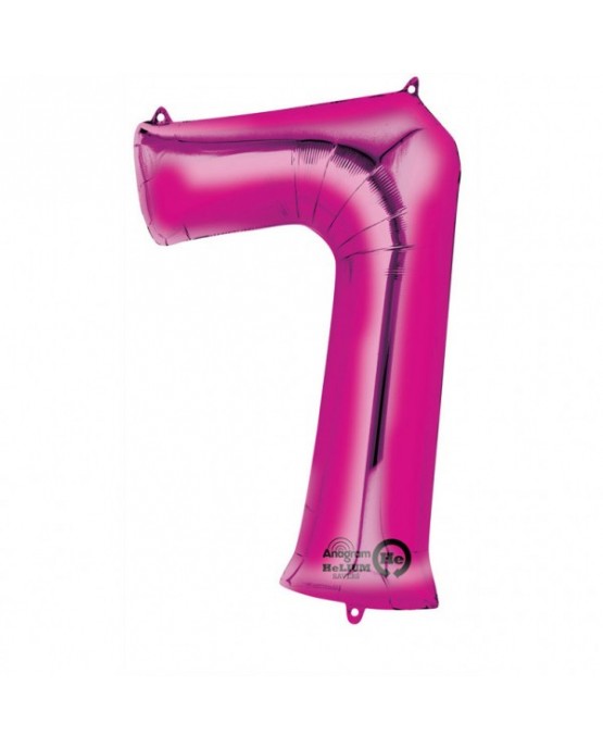 Fóliový balón číslo 7- ružový 58x88cm