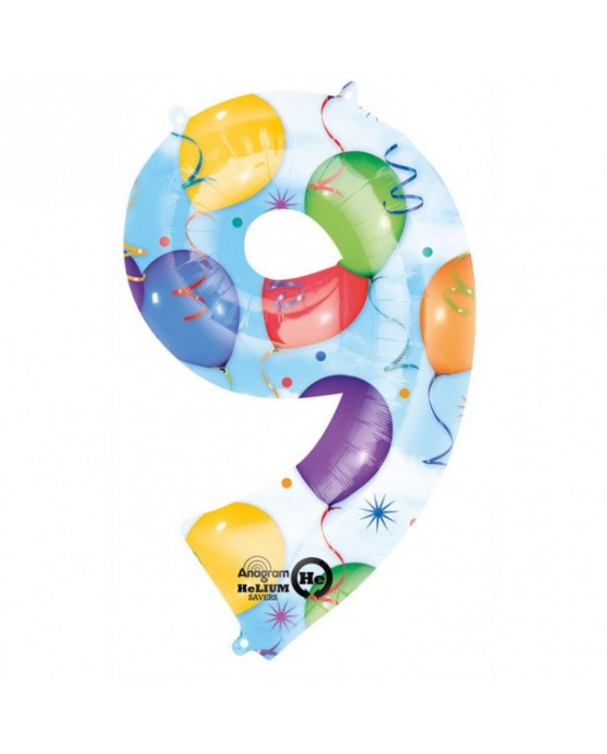 Fóliový balón číslo 9-farebný 63x86cm