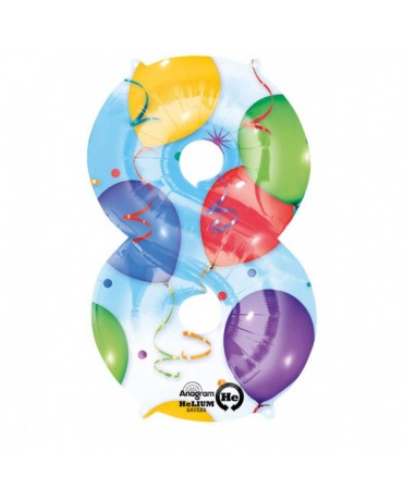 Fóliový balón číslo 8-farebný 53x83cm