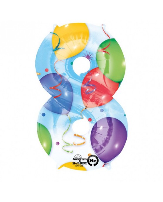 Fóliový balón číslo 8-farebný 53x83cm