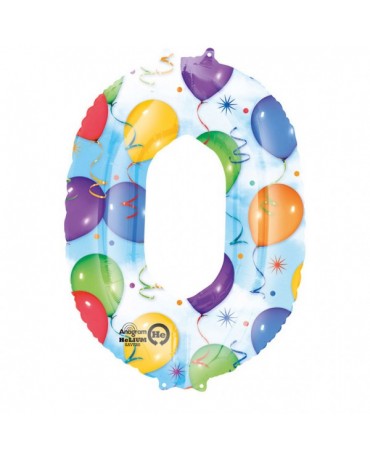 Fóliový balón číslo 0-farebný 66x88cm