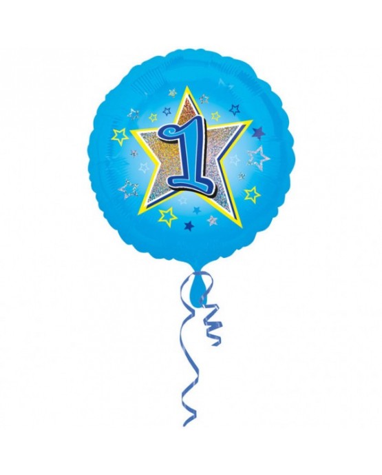 Fóliový balón číslo 1 -modrý s hviezdou 47cm