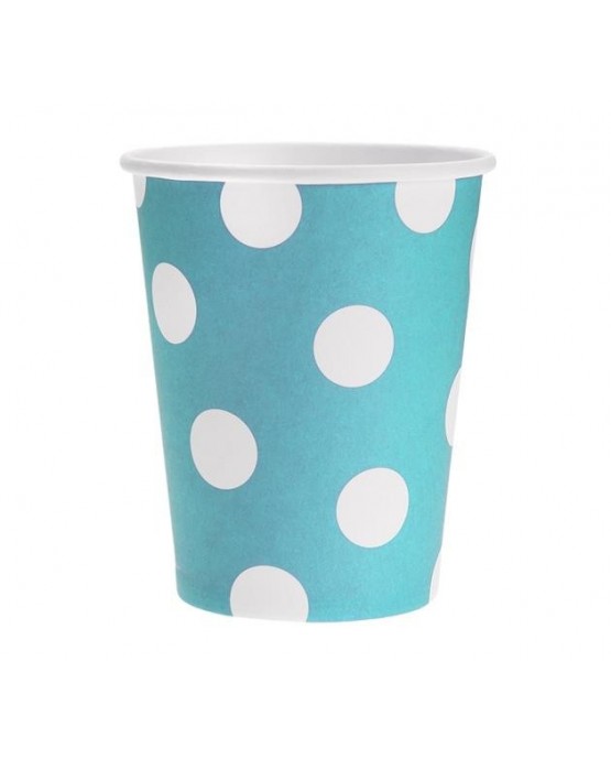 Poháre - modré-biele bodky 270 ml - 6ks