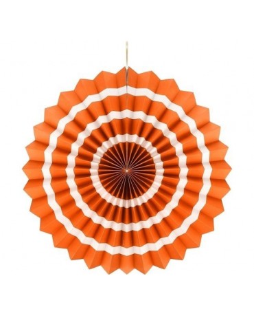 Papierová rozeta -oranžová- biele pásiky 40cm 1ks