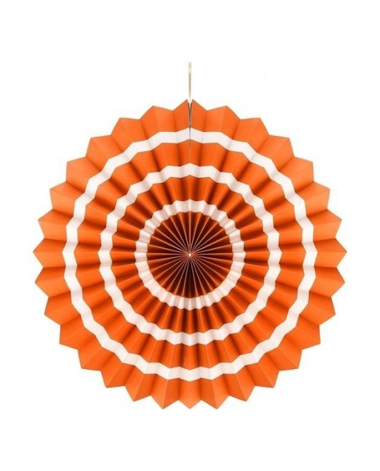 Papierová rozeta -oranžová- biele pásiky 40cm 1ks