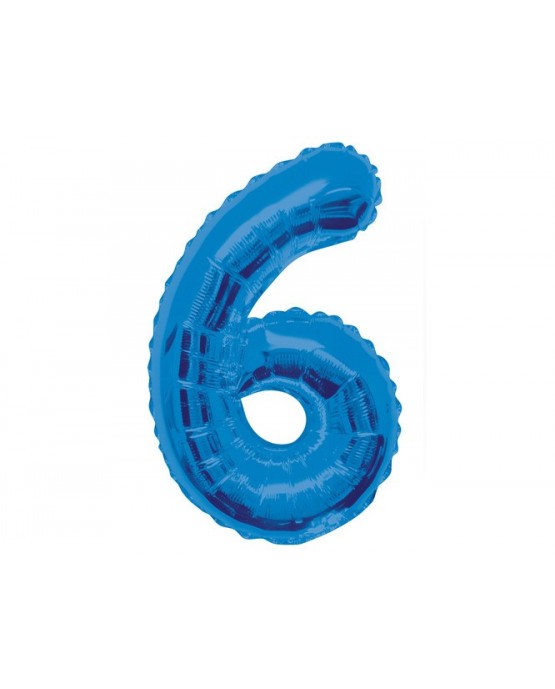 Fóliový balón číslo 6 -modrý 86cm