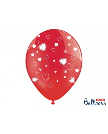 Latexové balóny červené-biele srdcia 30cm 10ks