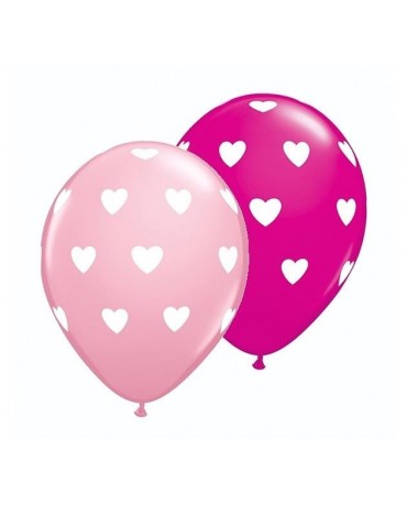 Latexové balóny ružové- biele srdcia 11" 10ks