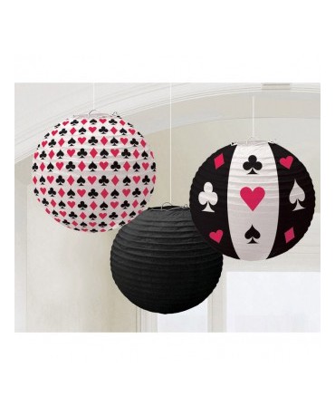 Dekor. lampióny- kartové znaky 24cm 3 ks