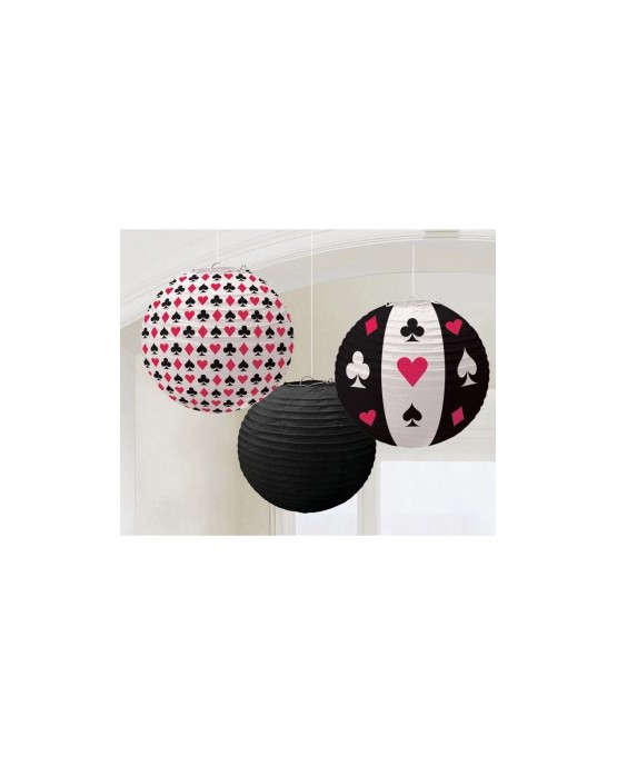 Dekor. lampióny- kartové znaky 24cm 3 ks