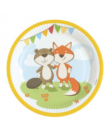 Tanieriky líška a bobor 23cm 8ks