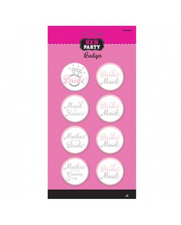 Svadobné odznaky ženích Hen Night 8ks