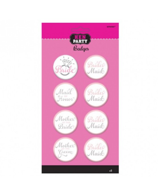 Svadobné odznaky ženích Hen Night 8ks