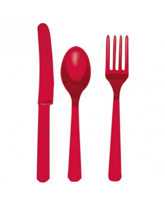 Plastové príbory -červené 24ks