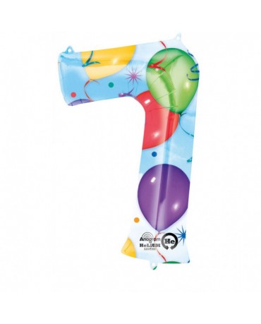 Fóliový balón číslo 7-farebný 58x88cm