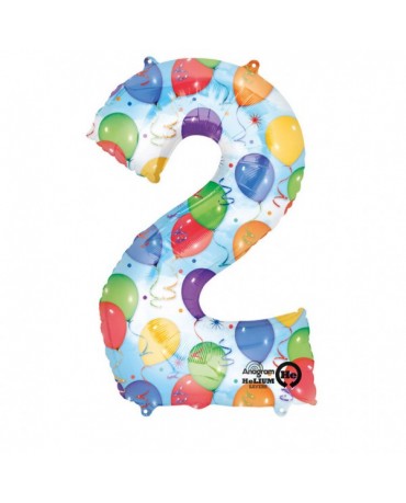 Fóliový balón číslo 2- farebný 50x88cm