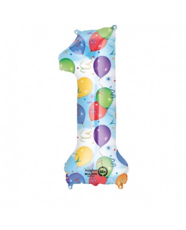 Fóliový balón číslo 1 -farebný 33x86cm