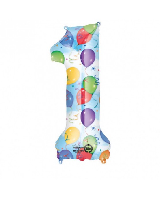 Fóliový balón číslo 1 -farebný 33x86cm