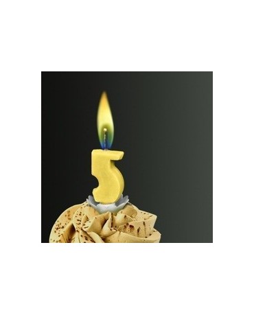Sviečka - číslo 5 -žltý plameň