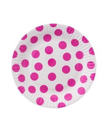 Taniere biele- ružové bodky 18cm 6ks