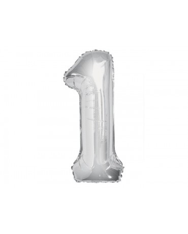 Fóliový balón číslo 1- strieborný 86cm