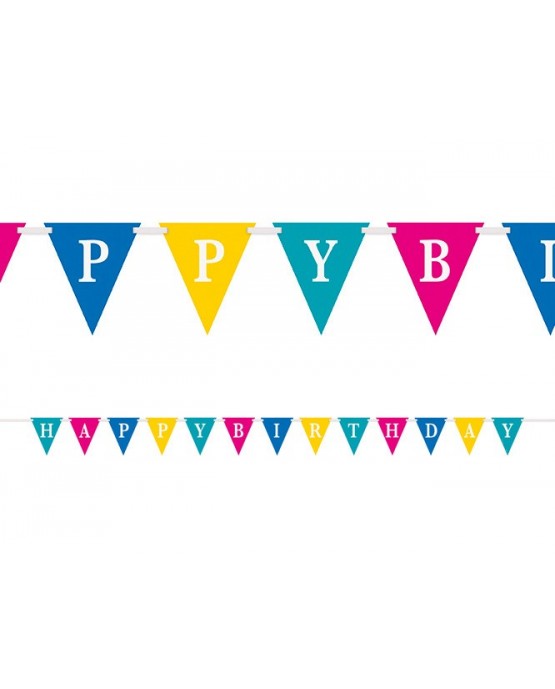Banner vlajok Happy Birthday -farebný 274cm