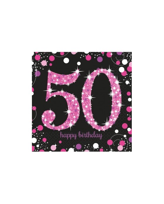 Servítky na 50 nar. ružové 33cm 16ks