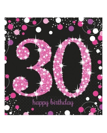 Servítky 30. narodeniny- ružové 33cm 16ks