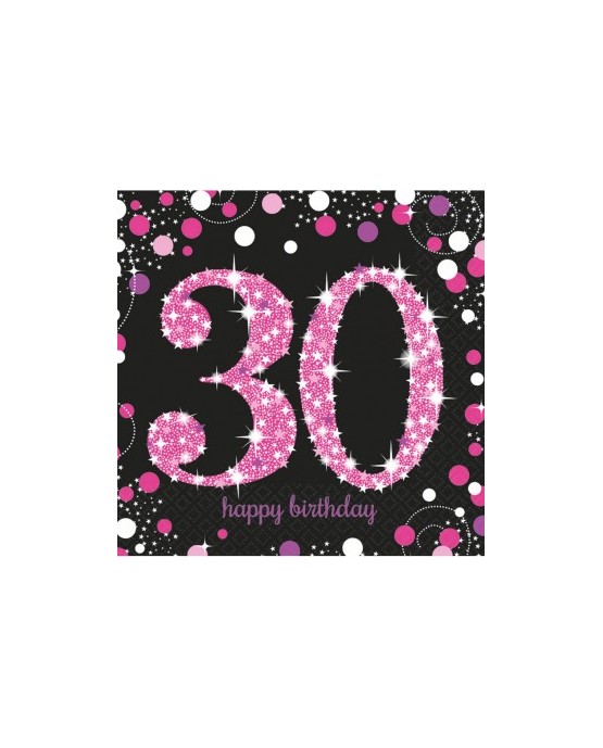 Servítky na 30 nar. ružové 33cm 16ks