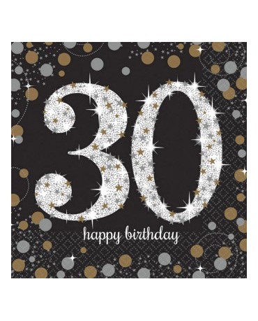 Servítky 30. narodeniny- zlaté 33cm 16ks