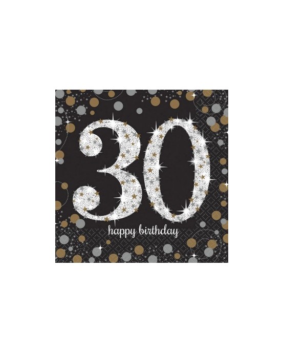 Servítky na 30 nar. zlaté 33cm 16ks