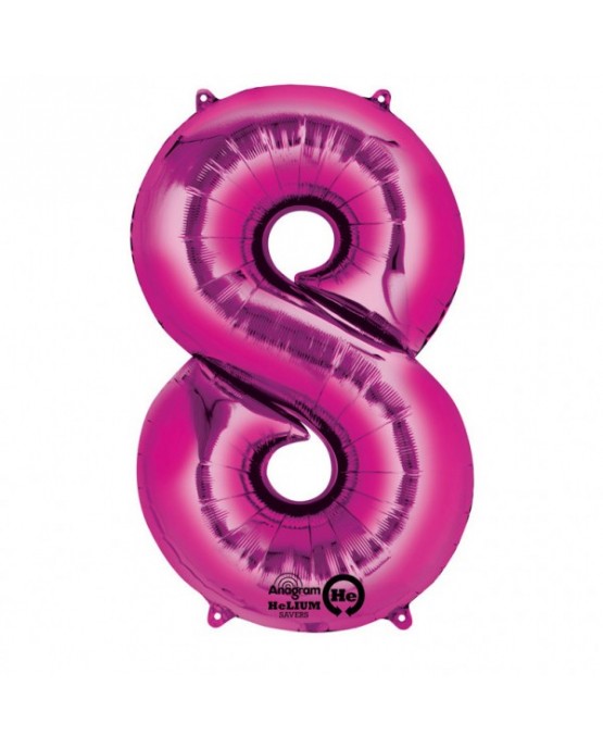 Foliový balón číslo 8 - ružový 53x83cm