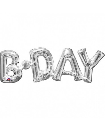 Fóliový balón BDay strieborný 66x22cm