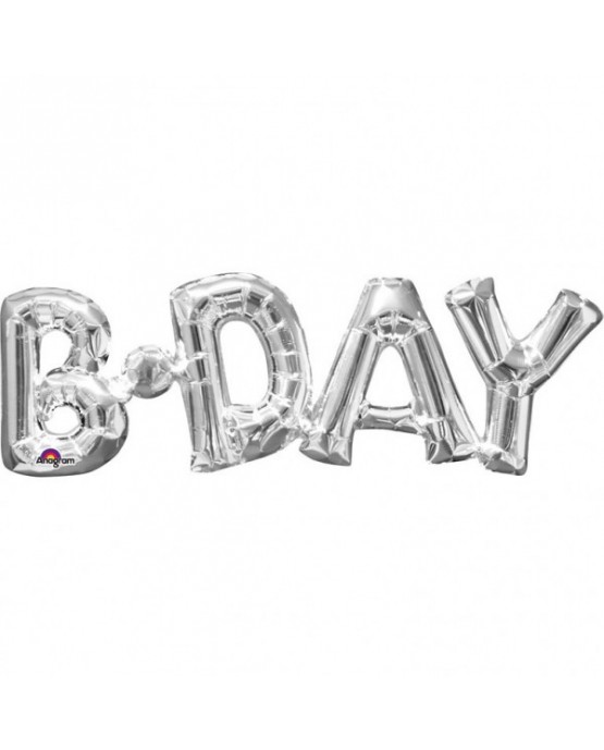 Fóliový balón BDay strieborný 66x22cm