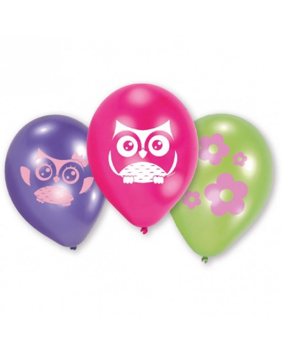 Latexové balóniky štastná sova 23cm 6ks