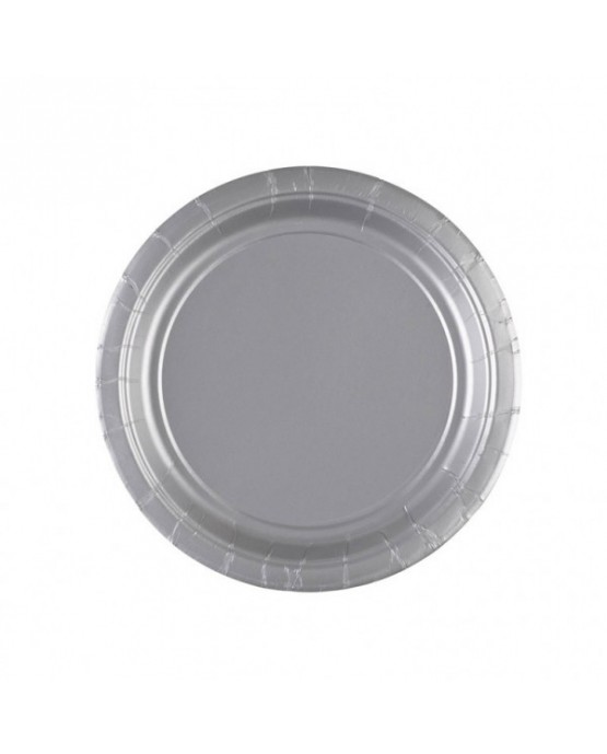 Papierové tanieriky strieborné 18cm 8ks