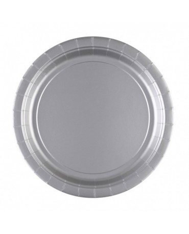 Papierové tanieriky strieborné 23cm 8ks