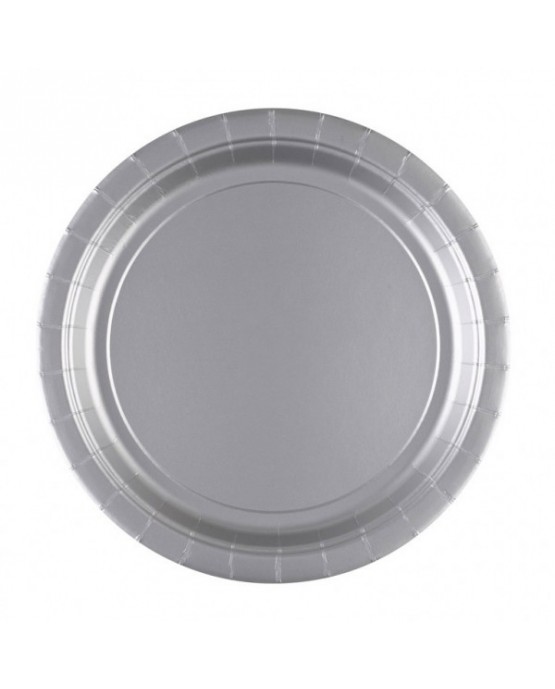 Papierové tanieriky strieborné 23cm 8ks