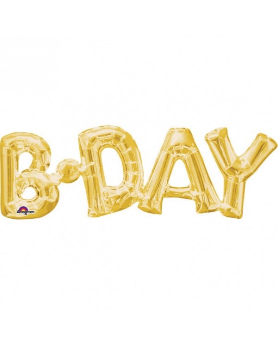 Fóliový balón BDay zlatý 66x22cm