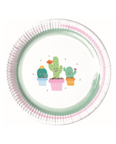 Tanieriky papierové kaktus 23cm 8ks