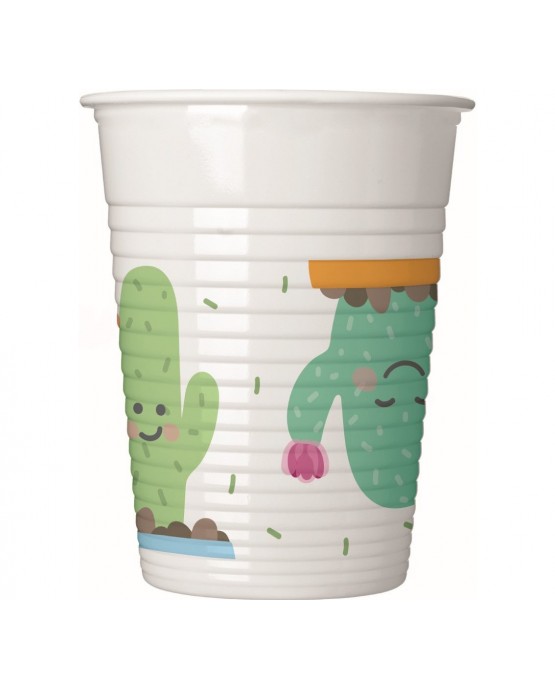 Poháriky plastové kaktus 200ml 8ks