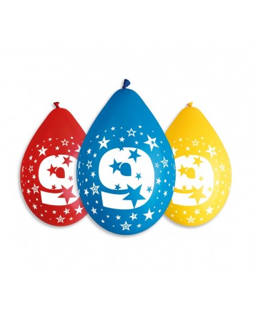 Pastelové balóny číslo 9 visiace 12'' mix 5ks